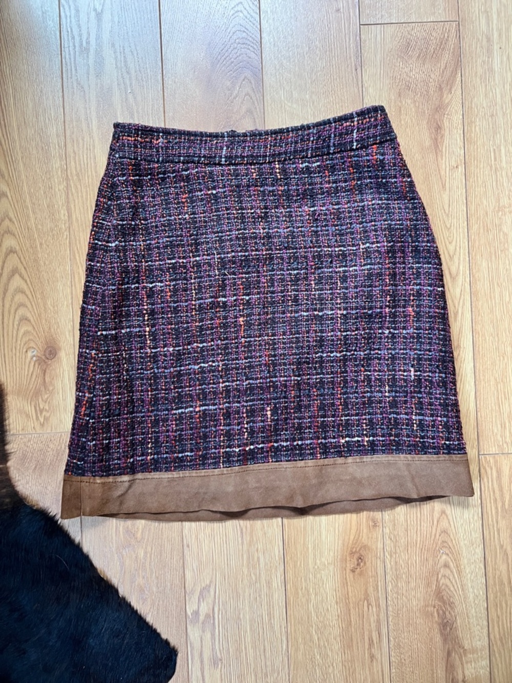 Dolce & Gabbana Multicolor Tweed Mini Skirt with suede Hem